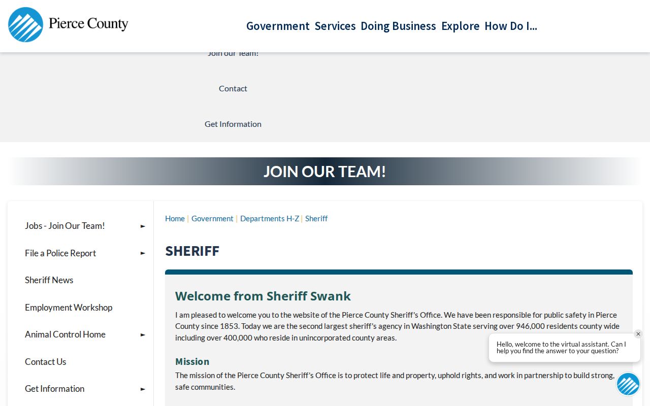 Pierce County criminal records Sheriff office source