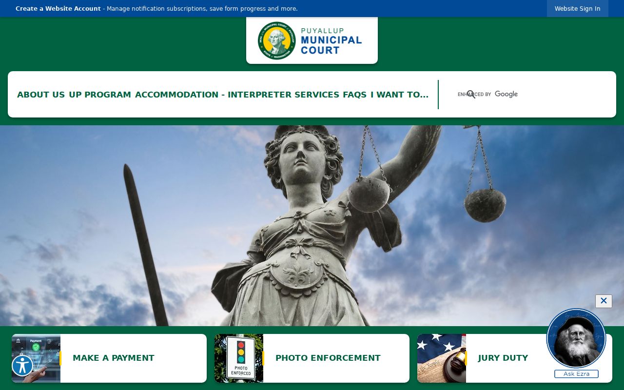 Puyallup criminal court page for Puyallup Municipal Court